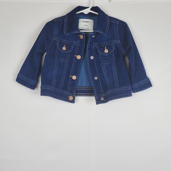Old Navy Girls Dark Wash Jean Jacket 18-24M - Picture 2 of 5